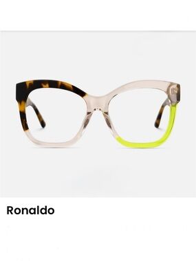 Acid green & tortoiseshell Vooglam Ronaldo eyeglass frames N